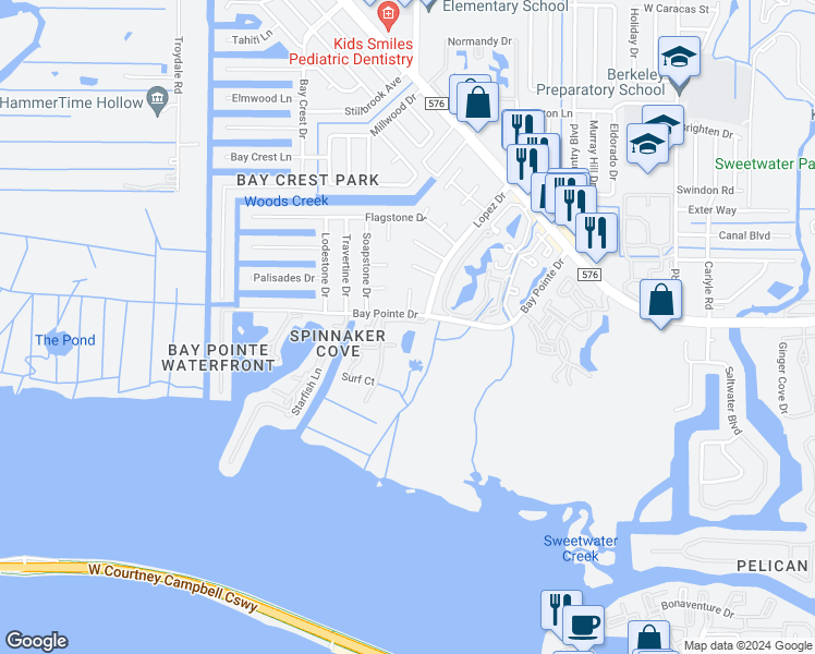 map of restaurants, bars, coffee shops, grocery stores, and more near 4345 Bayside Village Drive in Town 'n' Country