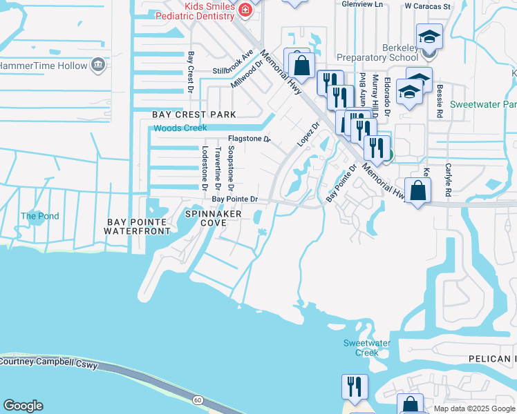 map of restaurants, bars, coffee shops, grocery stores, and more near 4345 Bayside Village Drive in Town 'n' Country