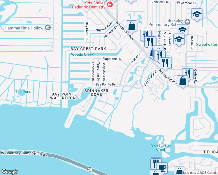 map of restaurants, bars, coffee shops, grocery stores, and more near 4329 Bayside Village Drive in Tampa