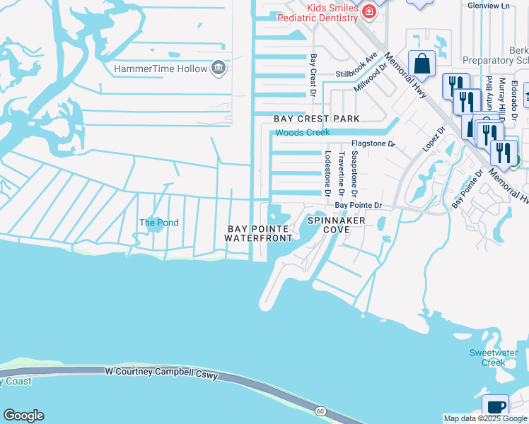 map of restaurants, bars, coffee shops, grocery stores, and more near 8816 Bay Pointe Drive in Tampa