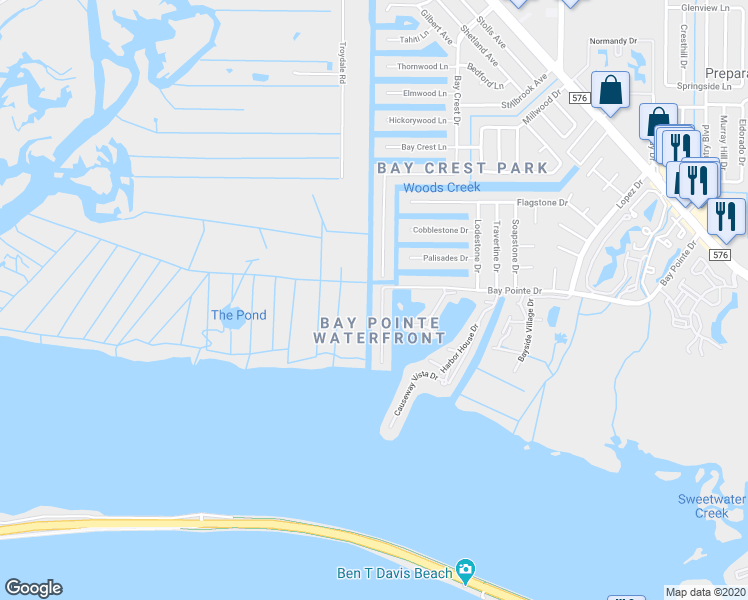 map of restaurants, bars, coffee shops, grocery stores, and more near 8816 Bay Pointe Drive in Tampa