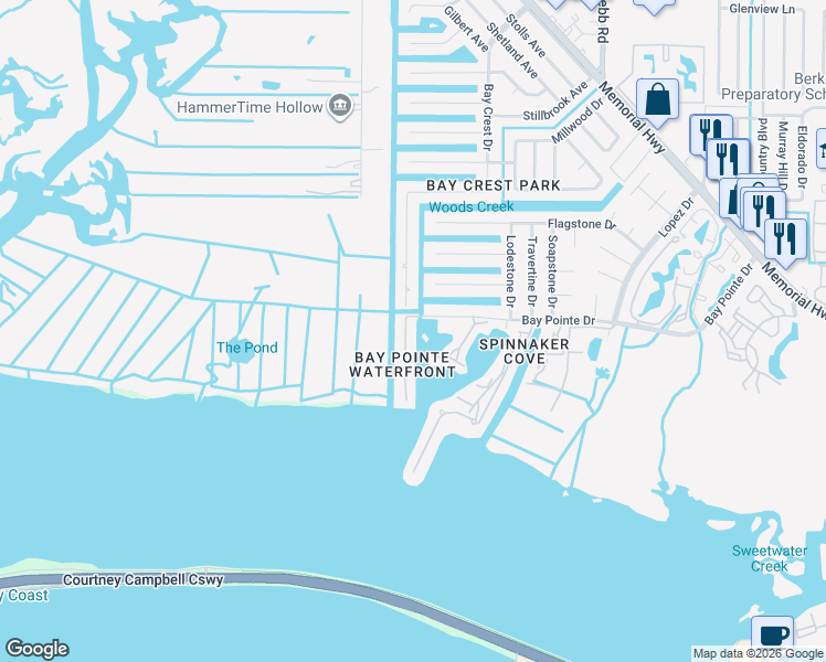 map of restaurants, bars, coffee shops, grocery stores, and more near 8806 Bay Pointe Drive in Tampa