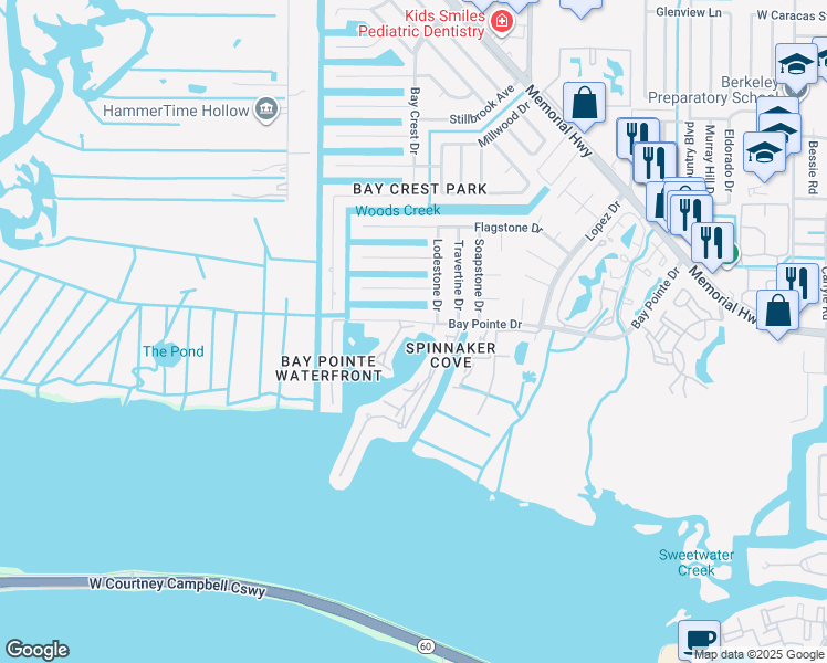 map of restaurants, bars, coffee shops, grocery stores, and more near 8713 Bay Pointe Drive in Tampa