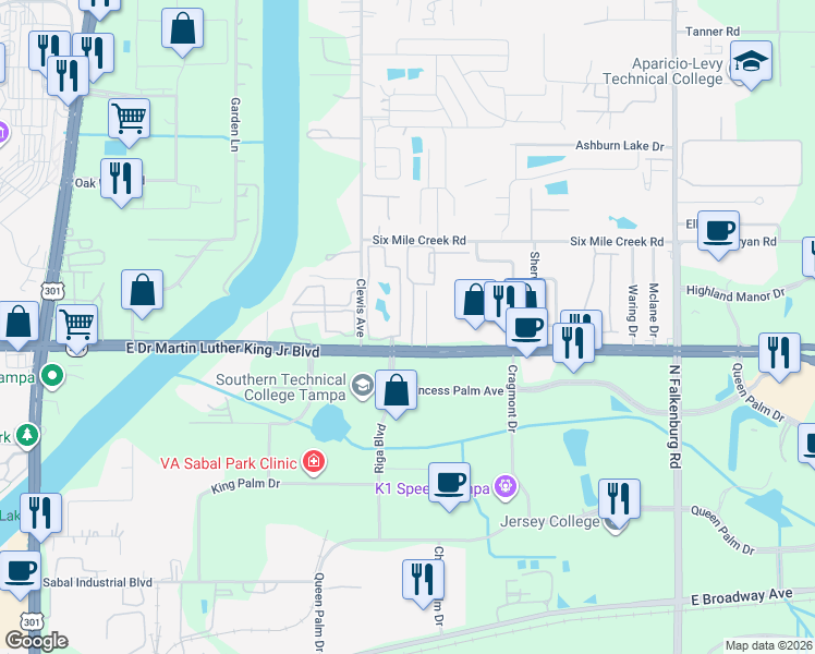 map of restaurants, bars, coffee shops, grocery stores, and more near 4012 Mariners Cove Court in Tampa