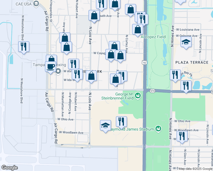 map of restaurants, bars, coffee shops, grocery stores, and more near 4413 North Hale Avenue in Tampa