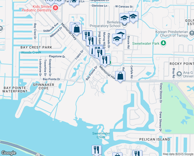 map of restaurants, bars, coffee shops, grocery stores, and more near 5830 Memorial Highway in Tampa