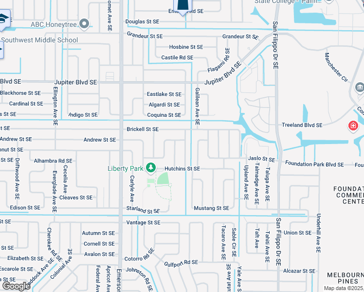 map of restaurants, bars, coffee shops, grocery stores, and more near 742 Alfonso Avenue Southeast in Palm Bay
