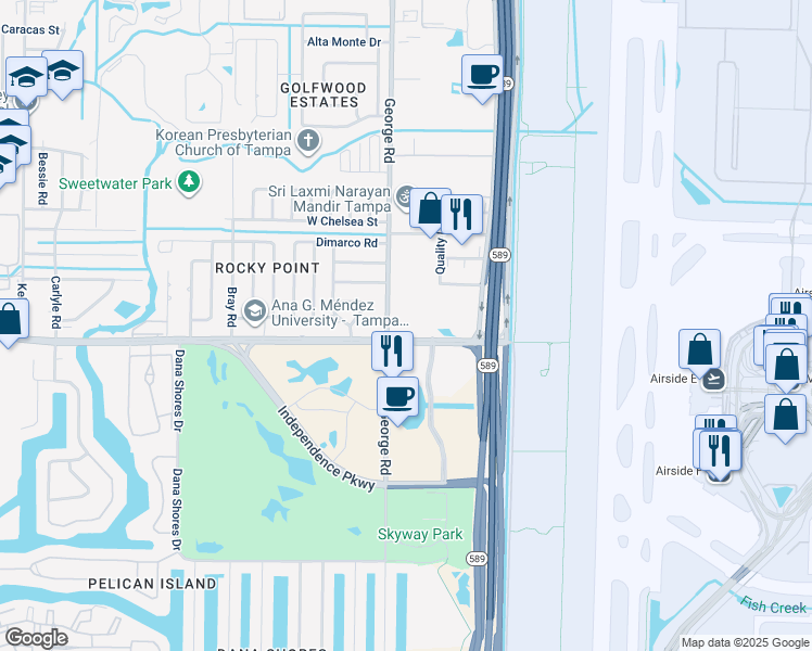 map of restaurants, bars, coffee shops, grocery stores, and more near 4919 County Road 576 in Tampa
