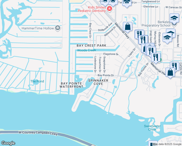 map of restaurants, bars, coffee shops, grocery stores, and more near 8713 Bay Pointe Drive in Tampa