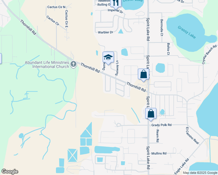map of restaurants, bars, coffee shops, grocery stores, and more near 439 Red Hawk Loop in Winter Haven