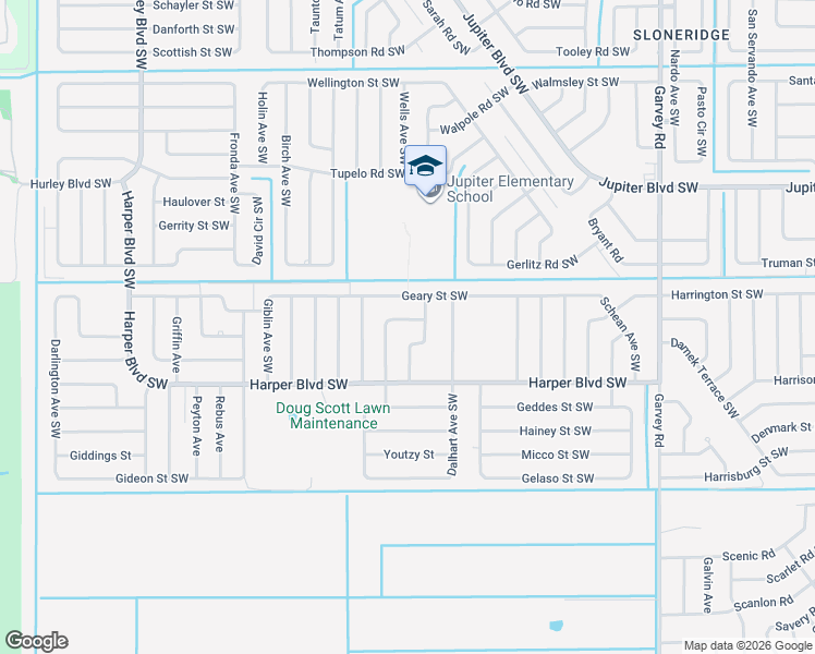 map of restaurants, bars, coffee shops, grocery stores, and more near 707 Gibbons Road Southwest in Palm Bay