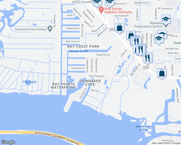 map of restaurants, bars, coffee shops, grocery stores, and more near 4704 Travertine Drive in Tampa
