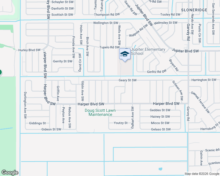 map of restaurants, bars, coffee shops, grocery stores, and more near 721 Hawkins Avenue Southwest in Palm Bay