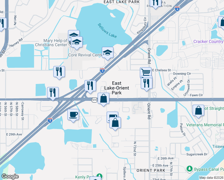 map of restaurants, bars, coffee shops, grocery stores, and more near 6808 East Ida Street in Tampa