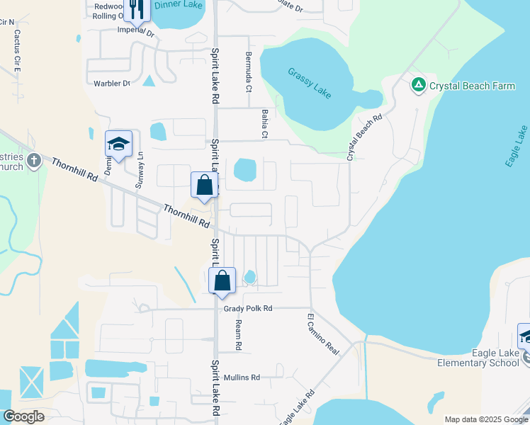 map of restaurants, bars, coffee shops, grocery stores, and more near 162 Osprey Heights Drive in Winter Haven