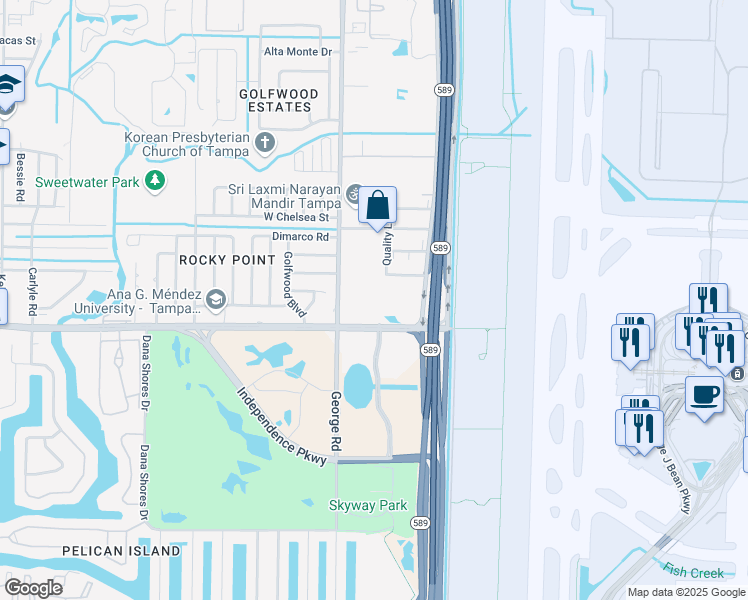 map of restaurants, bars, coffee shops, grocery stores, and more near 4919 County Road 576 in Tampa