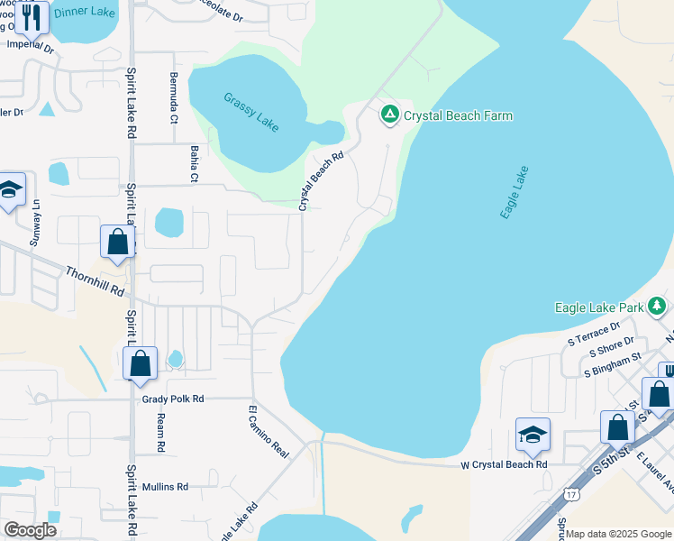 map of restaurants, bars, coffee shops, grocery stores, and more near 5021 Sunrise Drive in Winter Haven