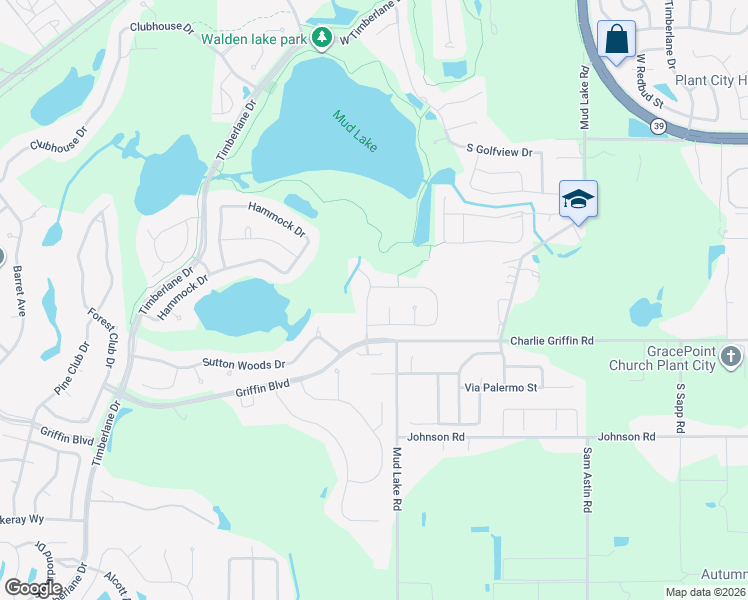 map of restaurants, bars, coffee shops, grocery stores, and more near 2804 Spring Meadow Drive in Plant City