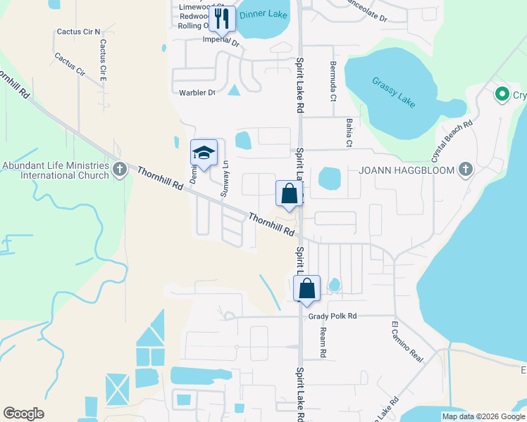 map of restaurants, bars, coffee shops, grocery stores, and more near 5002 Strada Drive in Winter Haven