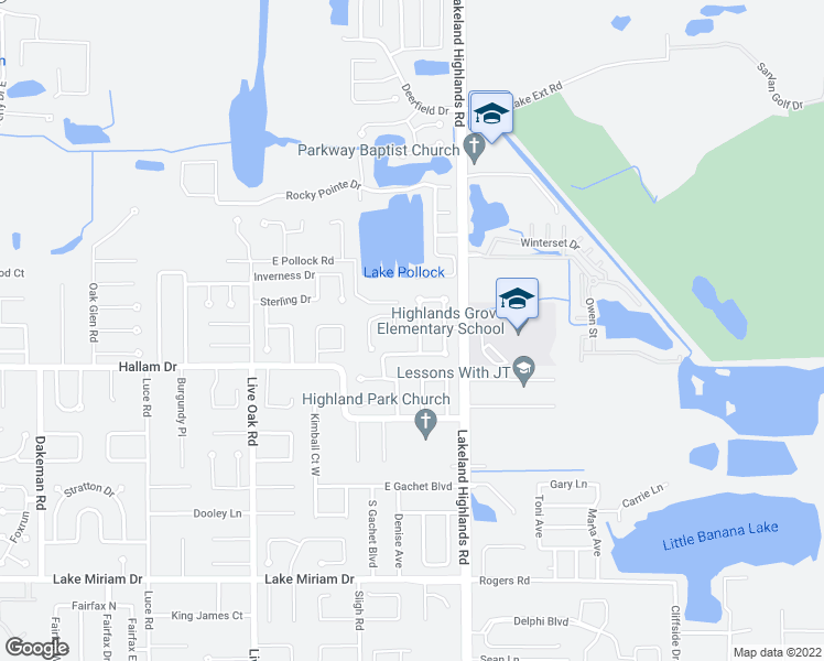 map of restaurants, bars, coffee shops, grocery stores, and more near 4501 Selkirk Lane West in Lakeland