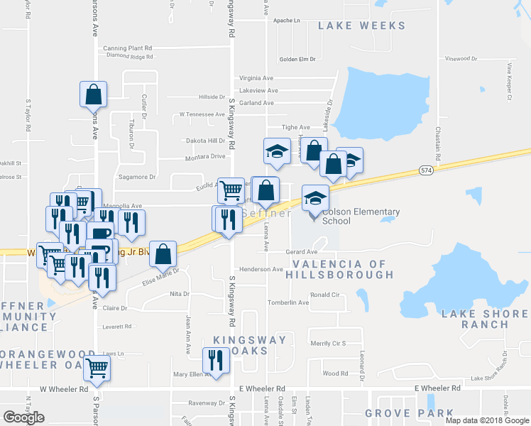 map of restaurants, bars, coffee shops, grocery stores, and more near in Seffner
