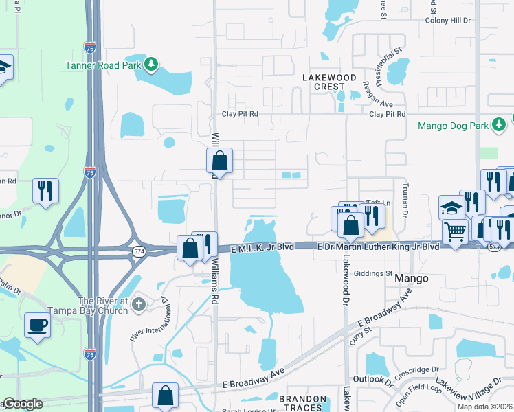 map of restaurants, bars, coffee shops, grocery stores, and more near 217 Cherry Lane in Tampa