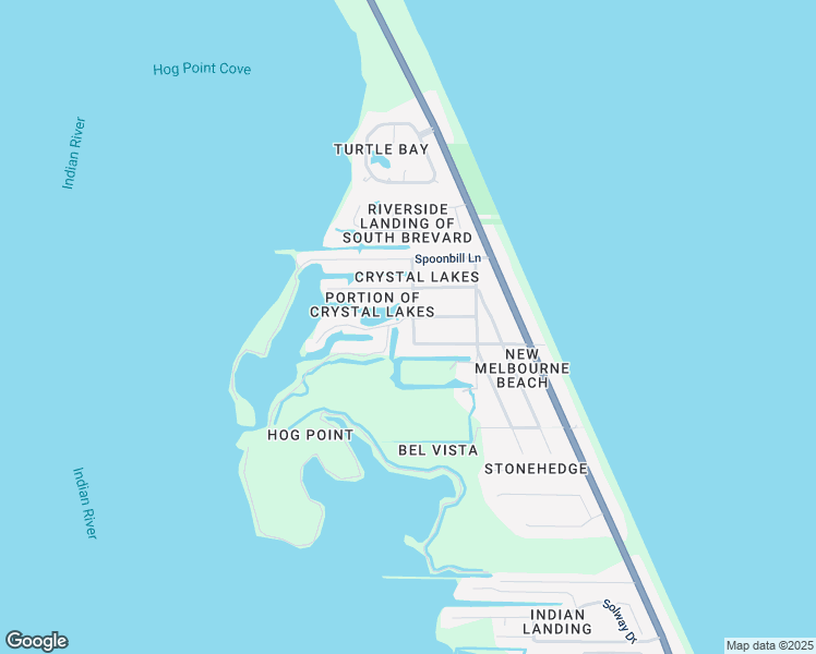 map of restaurants, bars, coffee shops, grocery stores, and more near 5080 Seiler Street in Melbourne Beach