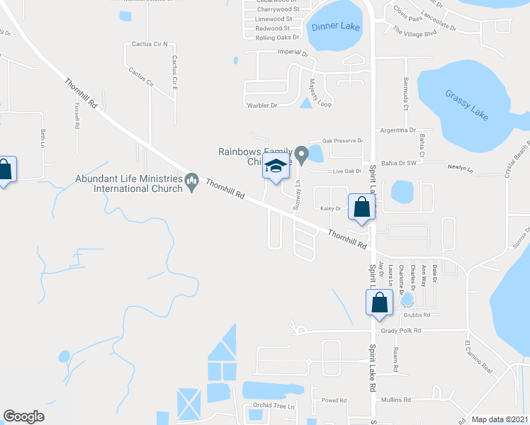 map of restaurants, bars, coffee shops, grocery stores, and more near 400 Red Hawk Loop in Winter Haven