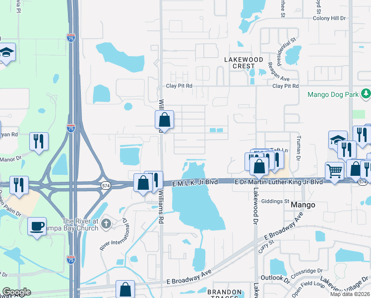map of restaurants, bars, coffee shops, grocery stores, and more near 17-229 Cherry Lane in Tampa