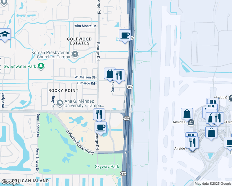 map of restaurants, bars, coffee shops, grocery stores, and more near 6015 Jarvis Street in Tampa