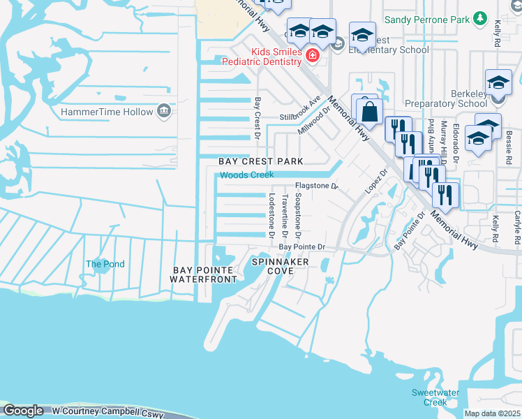 map of restaurants, bars, coffee shops, grocery stores, and more near 8706 Cobblestone Drive in Tampa