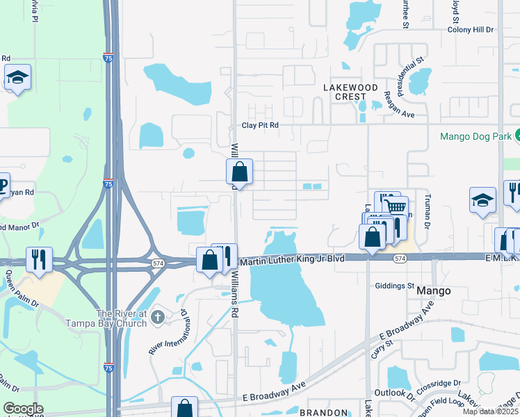 map of restaurants, bars, coffee shops, grocery stores, and more near 17-229 Cherry Lane in Tampa