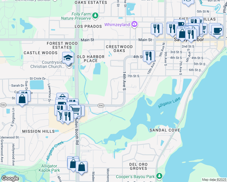 map of restaurants, bars, coffee shops, grocery stores, and more near 890 Harbor Hill Drive in Safety Harbor