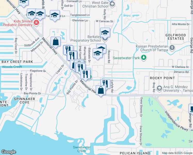 map of restaurants, bars, coffee shops, grocery stores, and more near 5706 Diodora Way in Town 'n' Country
