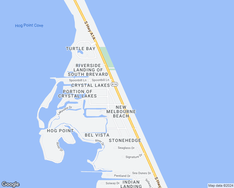 map of restaurants, bars, coffee shops, grocery stores, and more near 5090 South Highway A1A in Melbourne Beach
