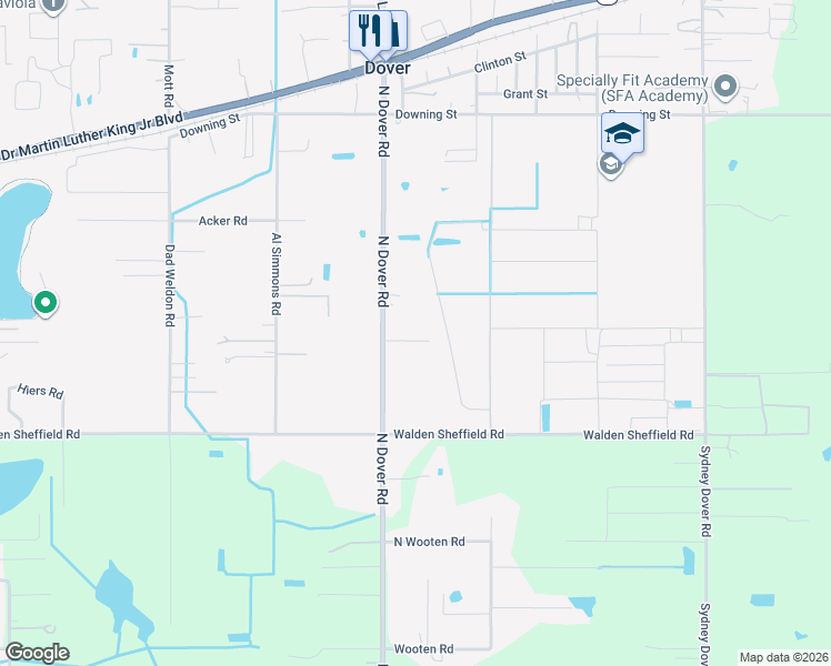 map of restaurants, bars, coffee shops, grocery stores, and more near 2703 North Dover Road in Dover
