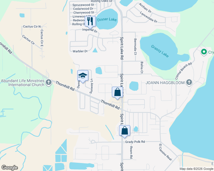 map of restaurants, bars, coffee shops, grocery stores, and more near 6024 Kaley Drive in Winter Haven