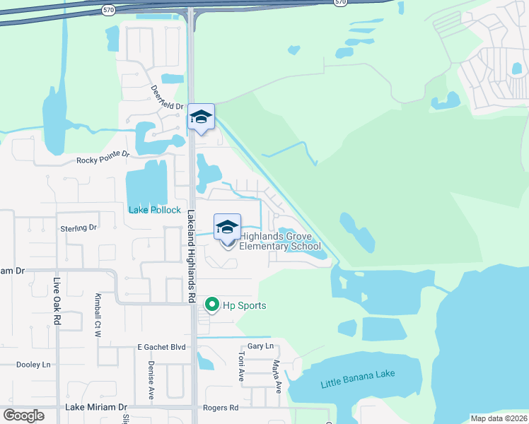 map of restaurants, bars, coffee shops, grocery stores, and more near 4425 Jamie Court in Lakeland