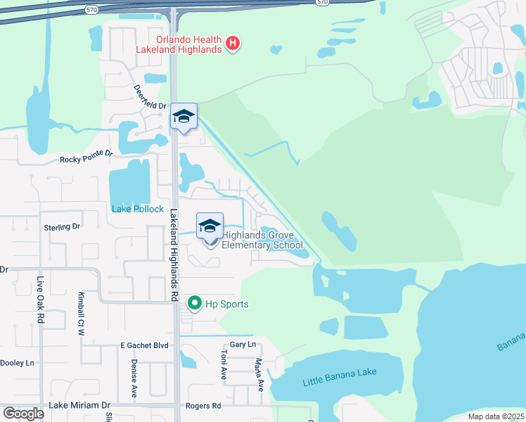map of restaurants, bars, coffee shops, grocery stores, and more near 2151 Winterset Drive in Lakeland