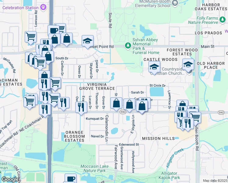 map of restaurants, bars, coffee shops, grocery stores, and more near 776 Saint Croix Drive in Clearwater