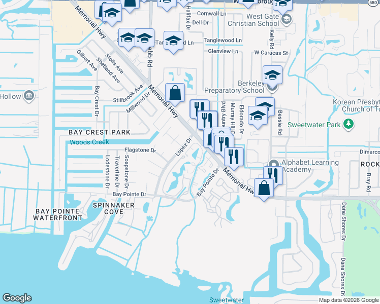 map of restaurants, bars, coffee shops, grocery stores, and more near 8350 Savannah Trace Circle in Tampa