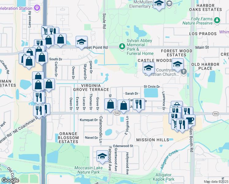 map of restaurants, bars, coffee shops, grocery stores, and more near 776 Saint Croix Drive in Clearwater