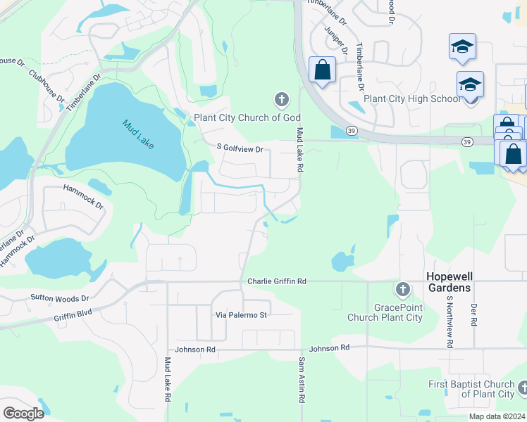 map of restaurants, bars, coffee shops, grocery stores, and more near 1707 Horseshoe Drive in Plant City
