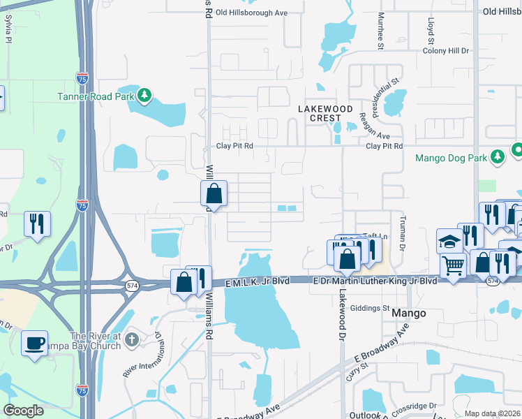 map of restaurants, bars, coffee shops, grocery stores, and more near 219 Elm Lane in Tampa
