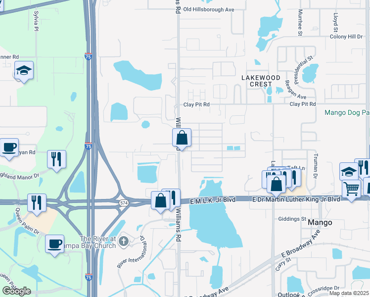 map of restaurants, bars, coffee shops, grocery stores, and more near 106 Magnolia Lane in Tampa