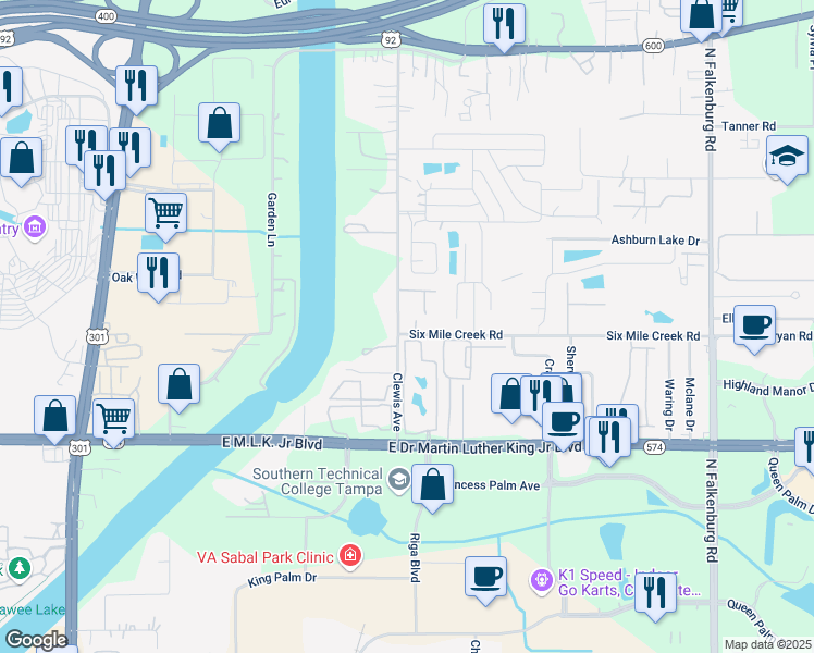 map of restaurants, bars, coffee shops, grocery stores, and more near 4501 Clewis Avenue in Tampa