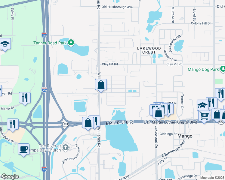 map of restaurants, bars, coffee shops, grocery stores, and more near 201 Elm Lane in Tampa