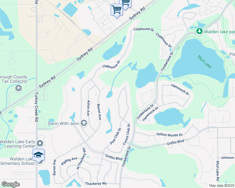 map of restaurants, bars, coffee shops, grocery stores, and more near 2709 Forest Club Drive in Plant City