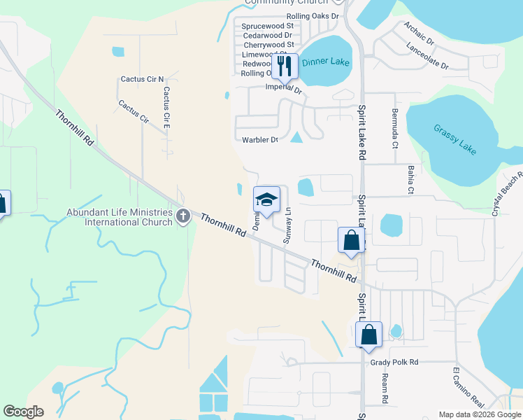 map of restaurants, bars, coffee shops, grocery stores, and more near 922 Deming Drive in Winter Haven
