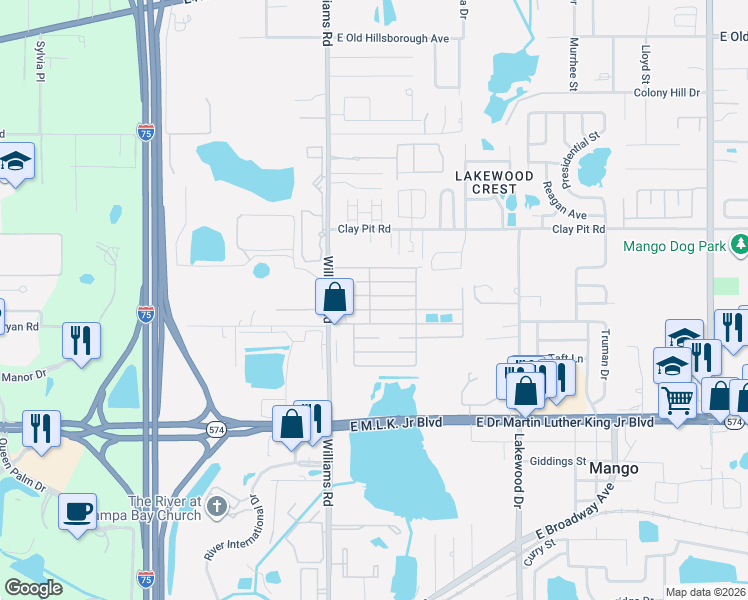 map of restaurants, bars, coffee shops, grocery stores, and more near 201 Elm Lane in Tampa